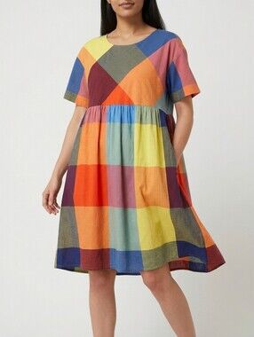 Gorman Hip To Be Square Patchwork Organic Cotton Dress Relaxed Fit XS